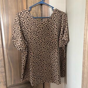 Papermoon Brown and Tan Boxy 3/4 Sleeve Blouse